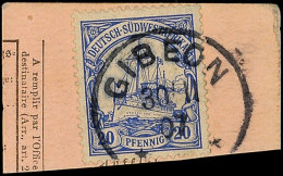 GIBEON 30.11.07, Klarer Abschlag Auf Kabinett-Postanweisungs-Briefstück Mit 20 Pfg Schiffszeichnung, Katalog:... - Sud-Ouest Africain Allemand