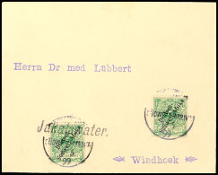JAKALSWATER Mit Wanderstempel 1/5 99 Auf Brief Mit 2mal 5 Pf. Krone/Adler (1mal Ohne Ortsstempel) Nach Windhoek Mit... - Sud-Ouest Africain Allemand