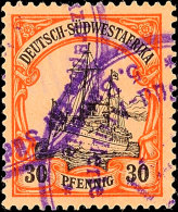 Soldatenbrief-Stempel Violett Auf 30 Pf. Kaiseryacht, Katalog: 16 OSoldier Letter Stamp Violet On 30 Pf.... - Sud-Ouest Africain Allemand