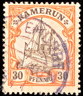 (FO)NTEMDORF Teilstempel Auf 30 Pf. Kaiseryacht, Katalog: 12 O(FO) NTEMDORF Part Of Cancellation On 30 Pf.... - Cameroun