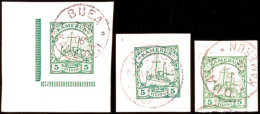 BUEA 7 8 08, DUALA 9 7 04 (Arge Type 1) Und JABASSI 2 9 07, Je Klar Und Zentrisch Auf 3 Briefstücken, 5 Pf.... - Cameroun