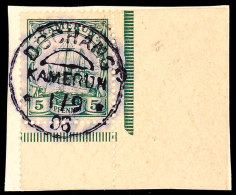 DSCHANG 1 9 08, Zentrisch Auf Briefstück Rechte Untere Bogenecke 5 Pf. Kaiseryacht, Katalog: 8 BSDSCHANG 1... - Cameroun