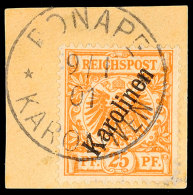 25 Pf. Steilaufdruck Tadellos Auf Briefstück, Mi. 70.-, Katalog: 5II BS25 Pf. Steep Overprint In Perfect... - Carolines