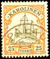 PALAU, Teilstempel Auf 25 Pf. Schiffszeichnung, Gepr. Bothe, Katalog: 11 OPALAU, Part Of Cancellation On 25 Pf.... - Carolines