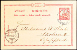 YAP 3 5 03 Blau, Klar Auf GA-Karte 10 Pf. Kaiseryacht (ohne Inhalt) Nach Güstrin, Gepr. Bothe BPP, Katalog: P8... - Carolines