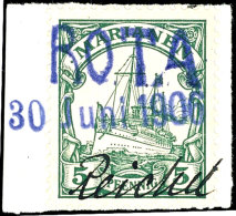 5 Pfg Kaiseryacht Mit Entwertung Durch Blauen Stempel "ROTA 30 Juni 1906" Auf Briefstück, Tadellos., Katalog:... - Mariannes