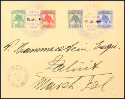 Incoming Mail:, 1912, Gilbert & Ellice-Inseln Freimarken 1/2 P. Bis 2 1/2 P. Mit Violettem DKr. "GENERAL POST... - Marshall