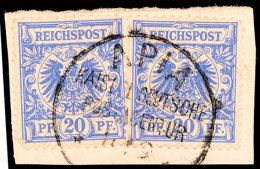 20 Pf. Zwei Stück Mit Einem Stempel APIA Ohne Segment (Steuer 6x) A. N, Gepr. R.F. Steuer BPP,... - Samoa