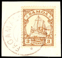 FAGAMALO 8 6 12 Auf Briefstück 3 Pf. Kaiseryacht, Katalog: 7 BSFAGAMALO 8 6 12 On Piece 3 Pf. Imperial... - Samoa