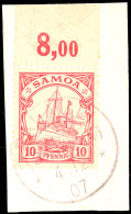 PALAULI 4 12 07 Klar Auf Briefstück 10 Pf. Kaiseryacht Oberrandstück, Katalog: 9 BSPALAULI 4 12 07... - Samoa
