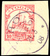 HO 21 3 08 Klar Auf Briefstück 10 Pf. Kaiseryacht Ohne Wz., Katalog: 9 BSHO 21 3 08 Clear On Piece 10 Pf.... - Togo