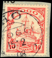 HO, Kpl. Stempel Vom 15.2.08, Auf 10 Pfg, Katalog: 9 BS/oHO, Complete Stamp From 15. 2. 08, On 10 Pfg,... - Togo