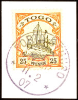 PORTO SEGURO 9 10 06 Klar Und Zentrisch Auf Briefstück 25 Pf. Schiffszeichnung, Katalog: 11 BSPostage... - Togo
