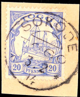 SOKODE 3 2 14 Zentrisch Auf Briefstück 20 Pf. Kaiseryacht, Katalog: 10 BSSOKODE 3 2 14 Centric On Piece 20... - Togo