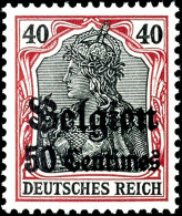 50 Centimes Aufdruck Auf 40 Pfg Germania Friedensmarke, Tadellos Postfrisch, Gepr. Hey BPP, Eine Seltene Variante!... - Autres & Non Classés