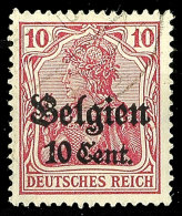 10 C. Auf 10 Pfg Rot, Aufdrucktype I, Gestempeltes Kabinettstück, Bestens Signiert Hey BPP, Mi. 50,-, Katalog:... - Autres & Non Classés