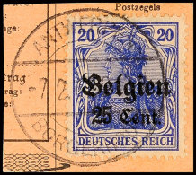 "ANTWERPEN BORGERHOUT 7.2.17", Klar Und Zentr. Auf Paketkartenausschnitt, 25 C., Katalog: 18 BSANTWERPEN... - 1° Guerre Mondiale