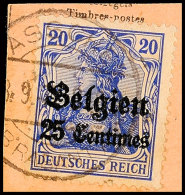 "ASSCHE 8.9.17", Klar Auf Paketkartenausschnitt 25 C., Katalog: 4 BSASSCHE 8. 9. 17, Clear On Package Cards Cut... - 1° Guerre Mondiale