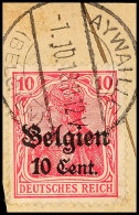"AYWAILLE 1.10.18", Klar Auf Paketkartenausschnitt 10 C., Katalog: 14 BSAYWAILLE 1. 10. 18, Clear On Package... - 1° Guerre Mondiale