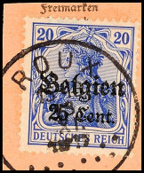 "ROUX 18 XI.1917", Klar Und Zentr. Auf Postanweisungsausschnitt 25 C., Katalog: 18 BSROUX 18 XI. 1917, S.O.T.N... - 1° Guerre Mondiale