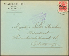 "BOUCHOUT(LIER)" Auf Zensurbrief 10 C. Nach Antwerpen, Katalog: 3 BFBOUCHOUT (LIER) On Censored Letter 10 C. To... - 1° Guerre Mondiale