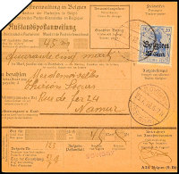 "BOVIGNY 23.7.18", Klar Auf Auslandspostanweisung über 45.- RM Mit 25 C. Nach Namur, Rückseitig 10 C.... - 1° Guerre Mondiale