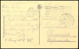 "BRÜSSEL 1", K2 Mit Kopfstehender Uhrzeit Auf Feldpostkarte Nach Bremervörde  BFBRÜSSEL 1, Two... - 1° Guerre Mondiale