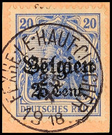 "FEXHE-LL-HAUT-CLOCHER 25 IX 1918", Klar Und Zentr. Auf Postanweisungsausschnitt 25 C., Katalog: 18 BSFEXHE LL... - 1° Guerre Mondiale