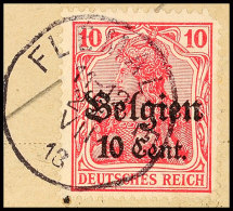 "FLEMALLE 27 VII 18", Klar Auf Paketkartenausschnitt 10 C., Katalog: 14 BSFLEMALLE 27 VII 18, Clear On Package... - 1° Guerre Mondiale