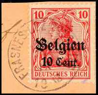 "FRASNES-LEZ-GOSSELIES 7 IX 1918", Klar Und Zentr. Auf Postanweisungsausschnitt 10 C., Katalog: 14... - 1° Guerre Mondiale