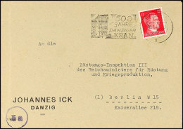 DANZIG 5 A 10.7.44 500 JAHRE DANZIGER KRAN, Maschinenstempel Klar Auf Bedarfsbrief Mit 12 Pfg Hitler, Randspuren ... - Autres & Non Classés