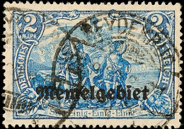 2 M. Blau Mit Plattenfehler "Krone Links Beschädigt", Gestempelt, Oben Einige Zahnspitzen Leicht... - Memel (Klaïpeda) 1923