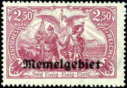 2,50 Mark Deutsches Reich Mit Aufdruck "Memelgebiet", Dunkelkarminlila, Tadellos Postfrisch, Gepr. Klein BPP, Mi.... - Memel (Klaïpeda) 1923