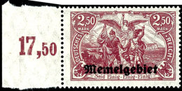 2,50 Mark Deutsches Reich Mit Aufdruck "Memelgebiet", Bräunlichlila, Tadellos Postfrisch, Gepr. Klein BPP, Mi.... - Memel (Klaïpeda) 1923