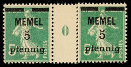 5 Pf Auf 5 C ZS-Paar Mit Millésieme Tadellos Postfrisch, Mi. 70.-, Katalog: 18bMSO **5 Pf On 5 C ZS Pair... - Memel (Klaïpeda) 1923
