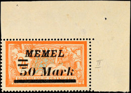 50 M Auf 2 Fr In Abstandstype I Tadellos Postfrisch Als Rechte Obere Bogenecke, Mi. 220.-, Katalog: 97IER **50... - Memel (Klaïpeda) 1923