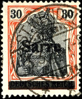 30 Pfg Germania Auf Orangeweißem Papier Mit Aufdruck "Sarre" In Type I, Aufdruckfehler KII: "Querbalken Und... - Autres & Non Classés