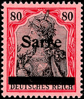 80 Pf. Germania Sarre Mit Aufdruck Type I Tadellos Postfrisch, Gepr. Dr. Dub Und Burger BPP, Sowie Fotoattest Braun... - Autres & Non Classés