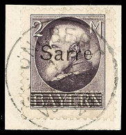 2 Mark Bayern Sarre Tadellos Auf Briefstück, Gepr. Burger, Mi. 170,-, Katalog: 28b BS2 Mark Bavaria Sarre... - Autres & Non Classés