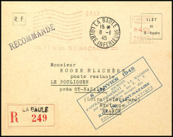 4,50 F Freistempler Auf R-Brief Von LA BAULE 8-1 45 Nach Le Pouliguen (rücks. Ankunftsstempel Vom 09.01.45).... - Autres & Non Classés