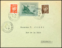 50 C Handelskammer + Frankreich 519+520 Auf Brief Von LA BAULE 03-05 45 Nach Cordemais, Mi. 500,-, Katalog: 1+ZuF... - Autres & Non Classés