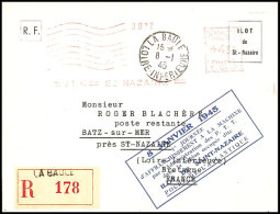 1945, Einschreiben-Vordruckbrief Aus LA BAULE 8.1 Mit Freistempel Zu 4.50 Fr. Nach  Batz S/Mer, Ak.-Stempel,... - Autres & Non Classés