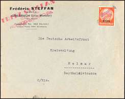 8 Pfg Hindenburg Mit Aufdruck Auf Firmenbrief Mit 2x Violettem Notstempel "Günsbach" Als Entwerter Nach... - Autres & Non Classés