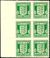 1/2 D Randsechserblock In Der Farbe Olivgrün, Katalog: 1c **1 / 2 D Block Of Six From The Margin In The... - Autres & Non Classés