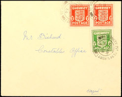 1/2 D Olivgrün Und 1 D Rot (2) Auf Brief Mit Stpl. GUERNSEY (ST.PETER PORT) CH.IS. 3.1.44, Katalog: 1/2... - Autres & Non Classés