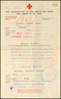 1944, Britisches Rotes Kreuz- Suchformular Mit Verschiedenen Zensur-Kontrollstempeln, Etwas Wasserfleckig Und... - Autres & Non Classés