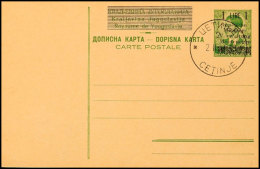 Montenegro 1943, 1 L Aufdruckganzsachenkarte, Blanko Gestempelt Cetinje 2.2.44, Katalog: P1 BFMontenegro 1943,... - Occ. Allemande: Montenegro