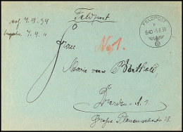 1939, Feldpostbrief Mit Normstempel "b 540 5.9.539" Und Rückseitiger Absenderangaben"...Postsammelstelle... - Autres & Non Classés