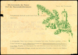 1944, FUNKNACHRICHTENKARTE KRETA Mit Tannenzweigaufdruck, Gebraucht Aus BERLIN SW 11 27.12. Mit Grußtext Und... - Autres & Non Classés