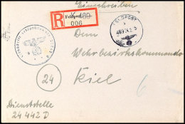 1945, Einschreiben-Dienstbrief Mit Feldpost-Normstempel B 469 24.2. Und Entsprechendem R-Zettel Sowie Briefstempel... - Autres & Non Classés